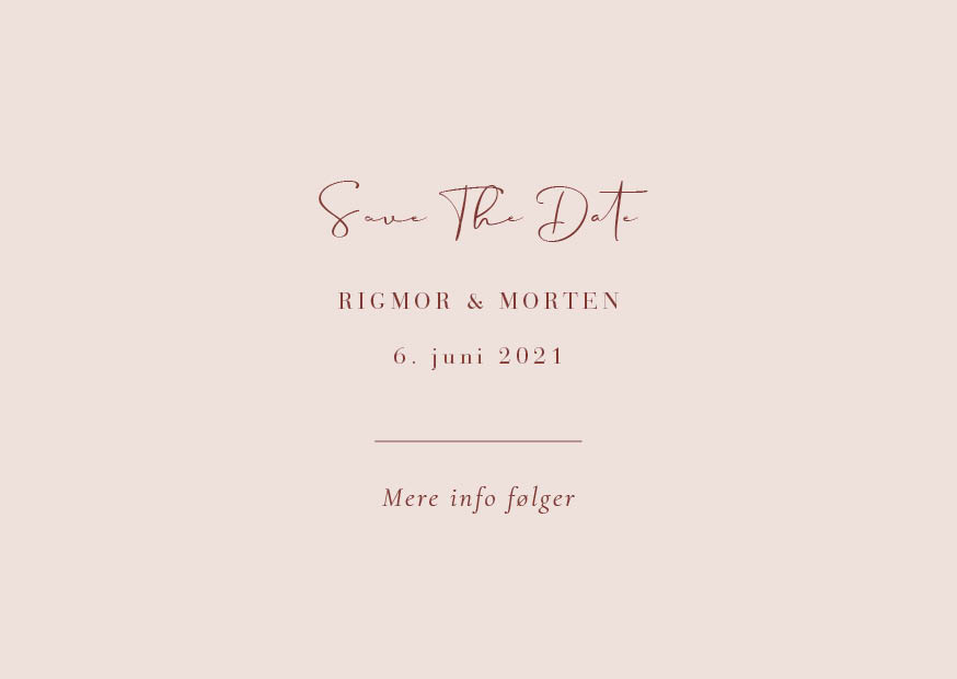 Bryllup - Rigmor & Morten Save the date